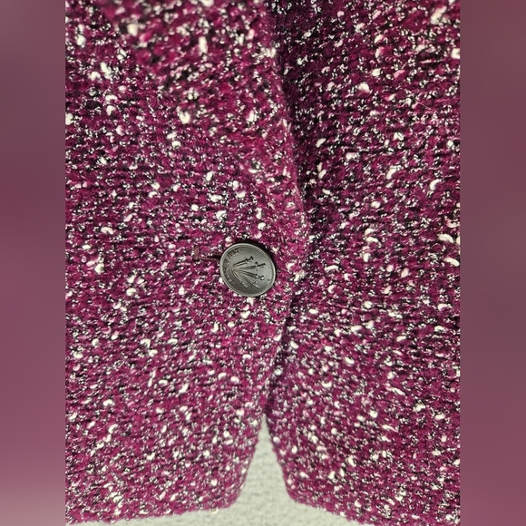 Rag & Bone Valerie Womens Sz O Tweed Wool Blend Cropped Blazer Purple White - Picture 6 of 12